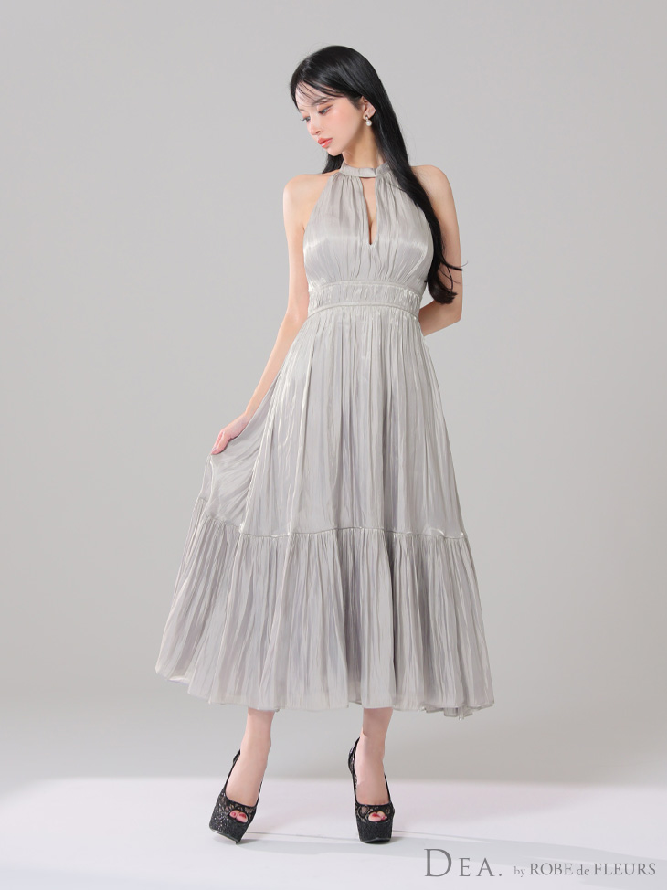 DEA. ディア バイ ローブドフルール 2way バストカットサテンリボンフレアロングキャバドレス de3366