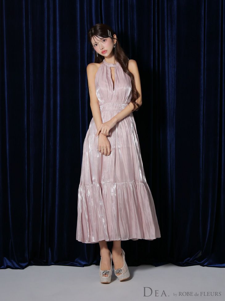 DEA. ディア バイ ローブドフルール 2way バストカットサテンリボンフレアロングキャバドレス de3366