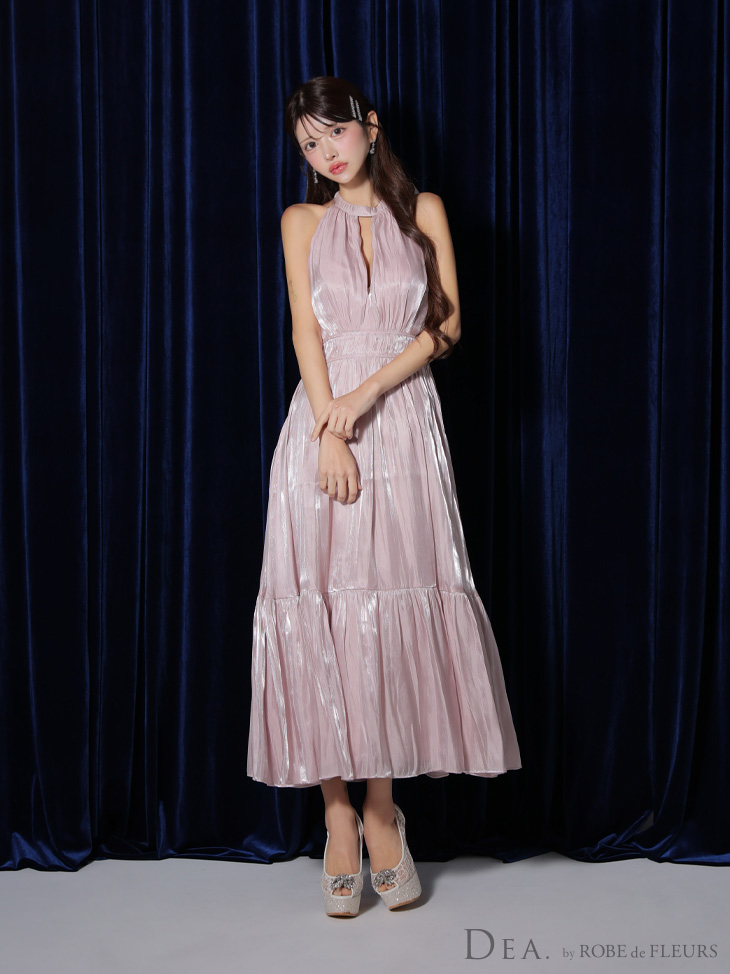 DEA. ディア バイ ローブドフルール 2way バストカットサテンリボンフレアロングキャバドレス de3366