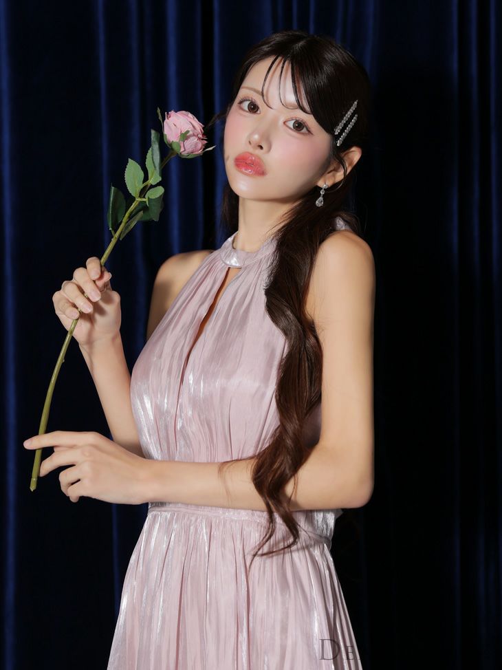 DEA. ディア バイ ローブドフルール 2way バストカットサテンリボンフレアロングキャバドレス de3366