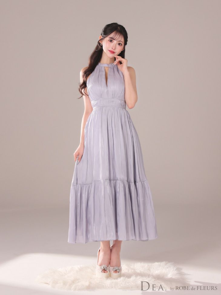 DEA. ディア バイ ローブドフルール 2way バストカットサテンリボンフレアロングキャバドレス de3366