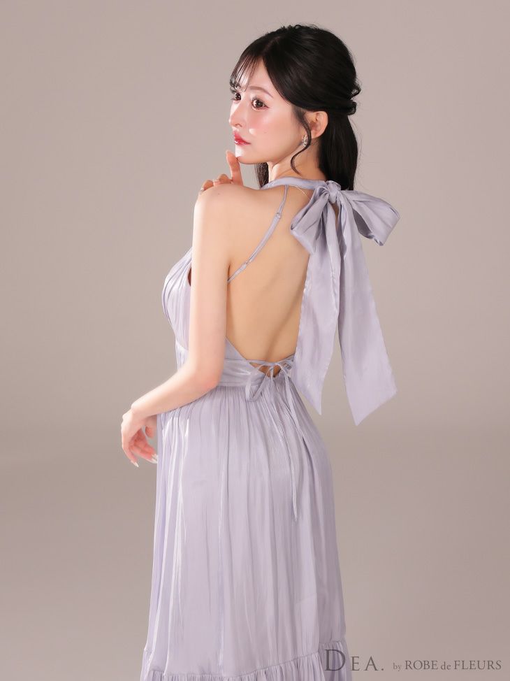 DEA. ディア バイ ローブドフルール 2way バストカットサテンリボンフレアロングキャバドレス de3366