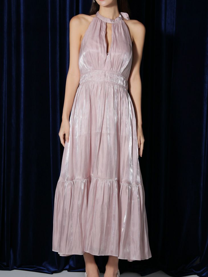 DEA. ディア バイ ローブドフルール 2way バストカットサテンリボンフレアロングキャバドレス de3366