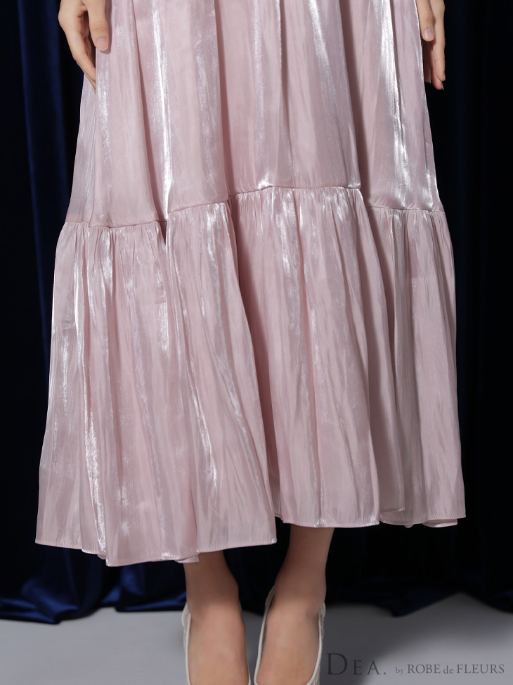 DEA. ディア バイ ローブドフルール 2way バストカットサテンリボンフレアロングキャバドレス de3366