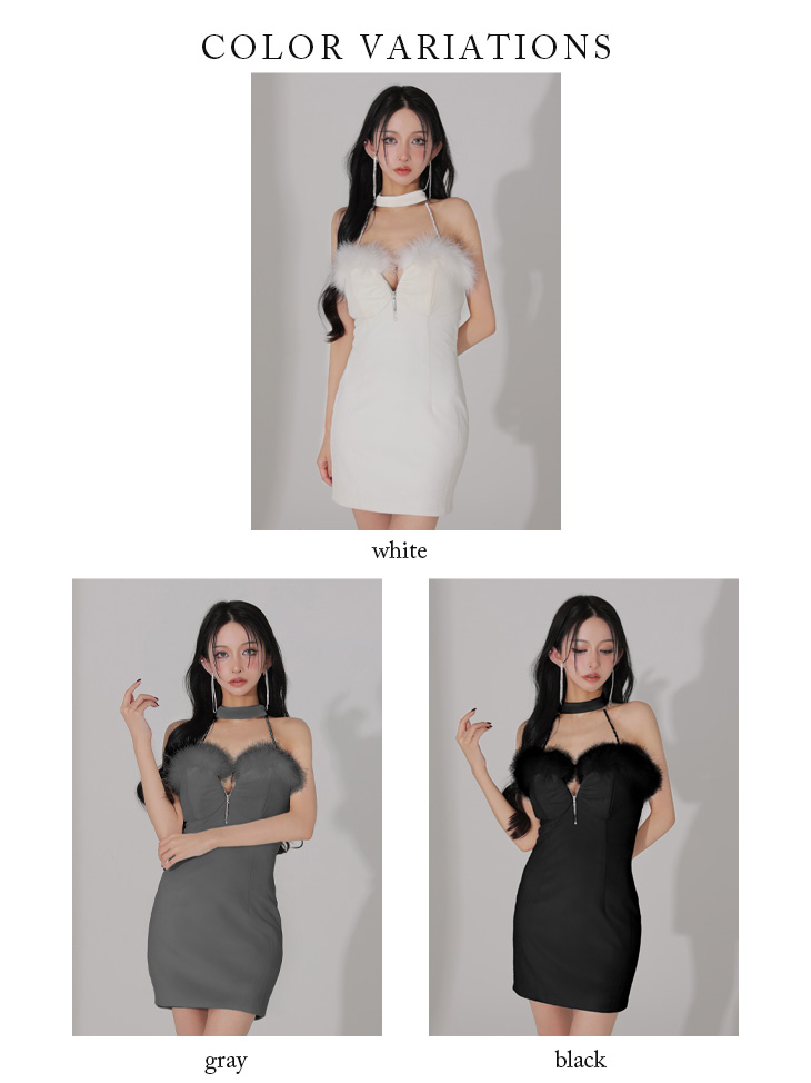 Glossy ローブドフルールグロッシー 【XSサイズあり】 ファー付きベロアチョーカータイトミニキャバドレス gl3949