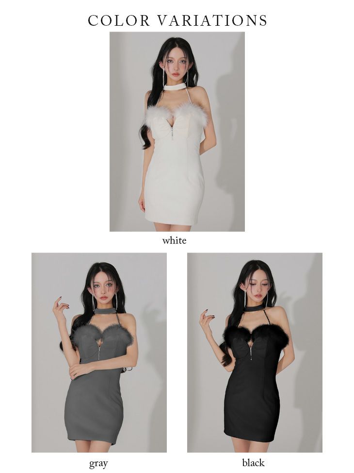 Glossy ローブドフルールグロッシー 【XSサイズあり】 ファー付きベロアチョーカータイトミニキャバドレス gl3949