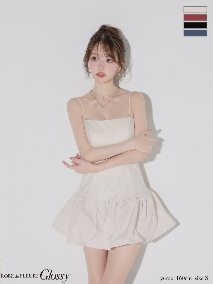 Glossy ローブドフルールグロッシー 【XSサイズあり】ベロアバルーンフレアベアトップミニキャバドレス gl4159