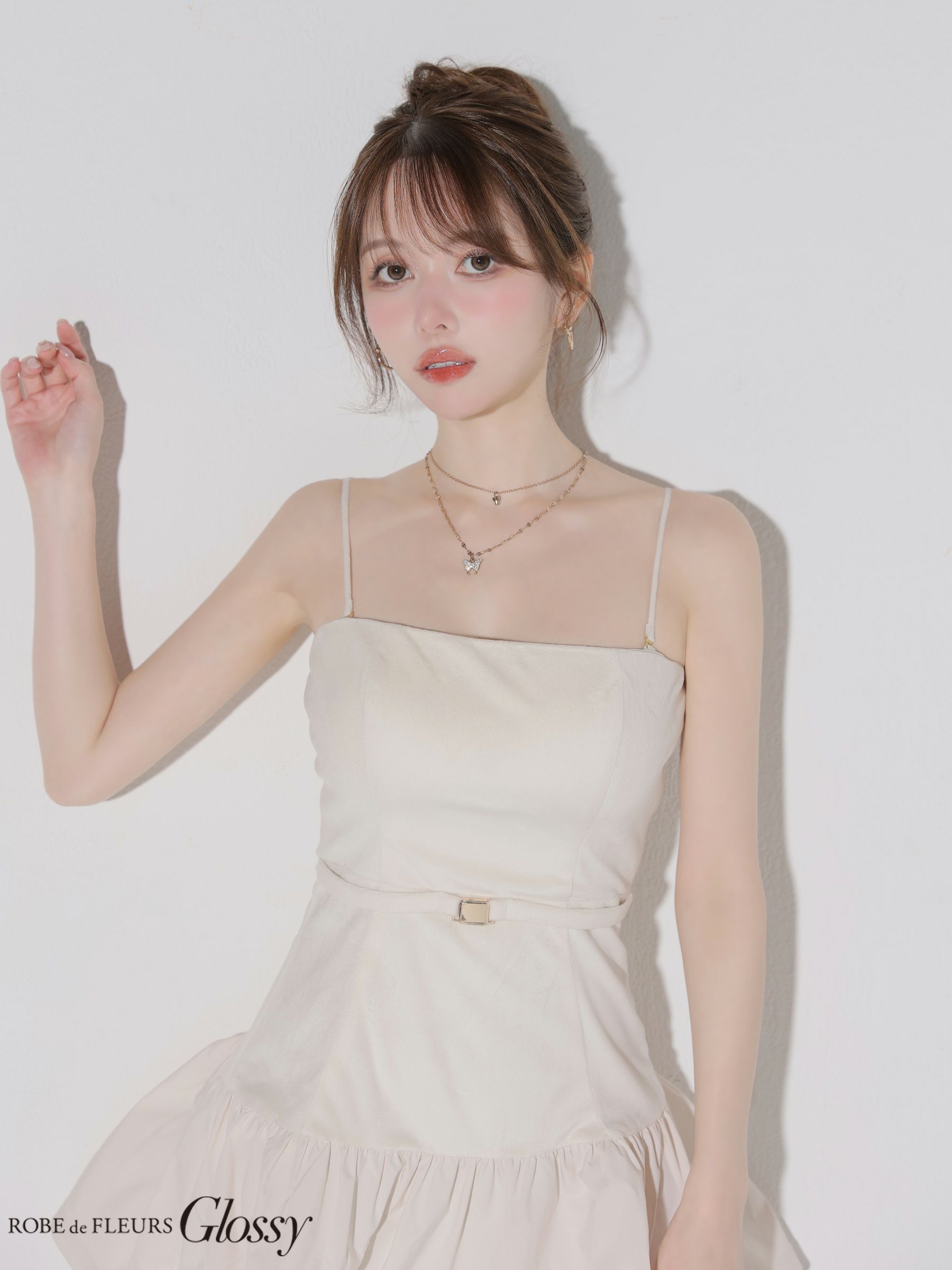 Glossy ローブドフルールグロッシー 【XSサイズあり】ベロアバルーンフレアベアトップミニキャバドレス gl4159