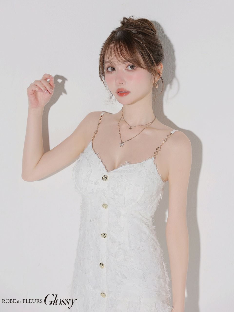 Glossy ローブドフルールグロッシー 【XSサイズあり】フリンジジャガードキャミミニキャバドレス gl4337