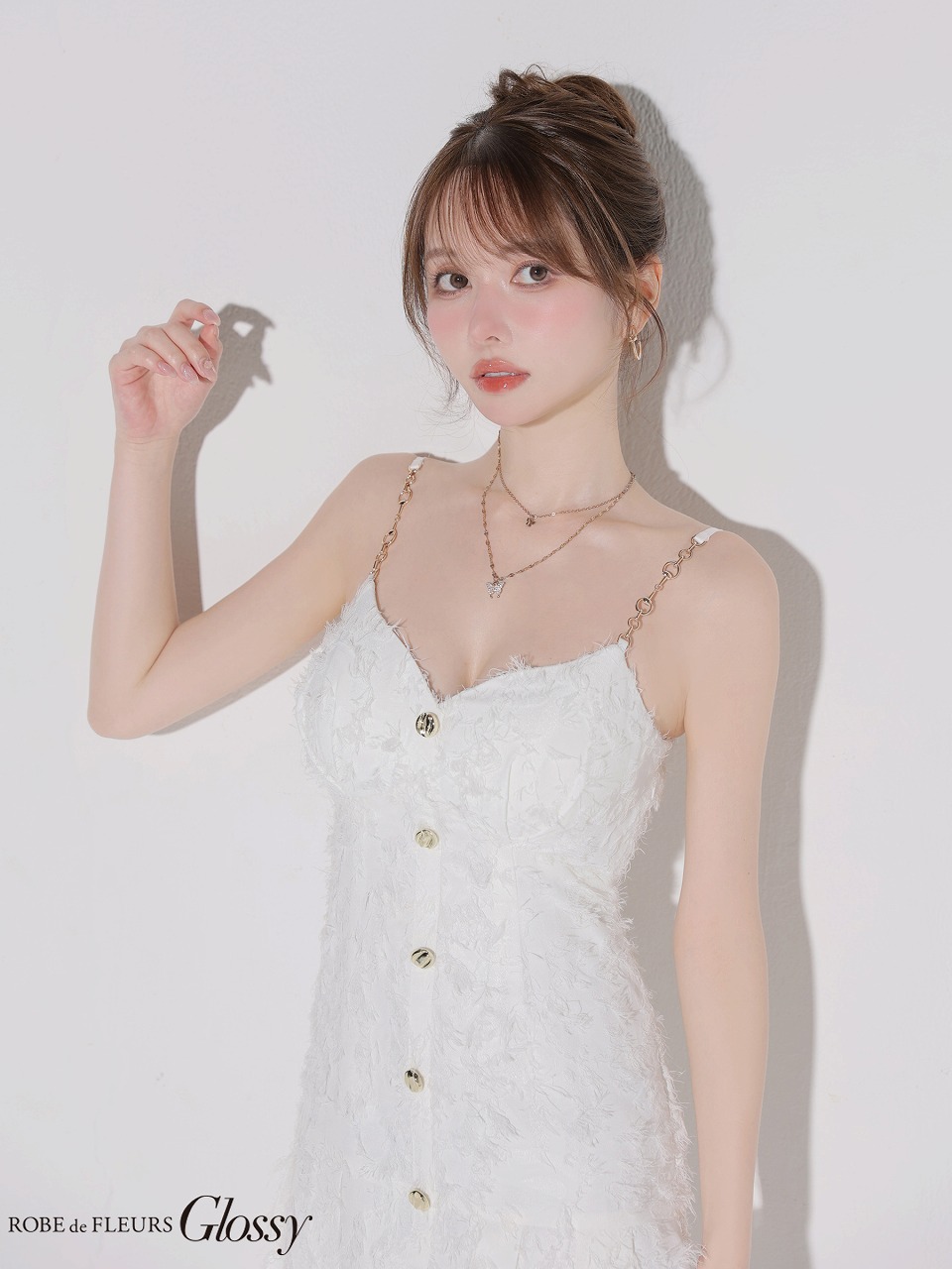 Glossy ローブドフルールグロッシー 【XSサイズあり】フリンジジャガードキャミミニキャバドレス gl4337