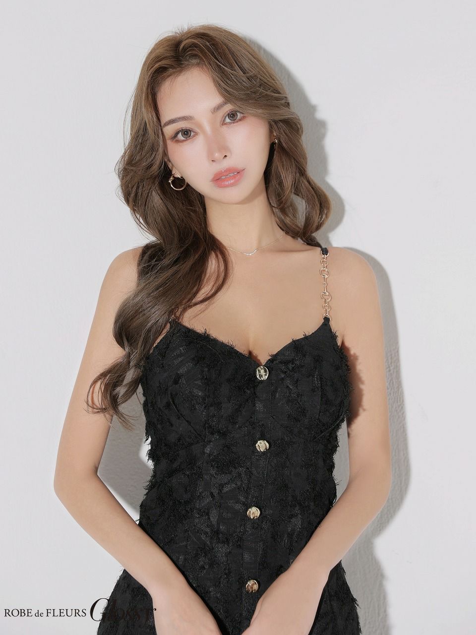 Glossy ローブドフルールグロッシー 【XSサイズあり】フリンジジャガードキャミミニキャバドレス gl4337