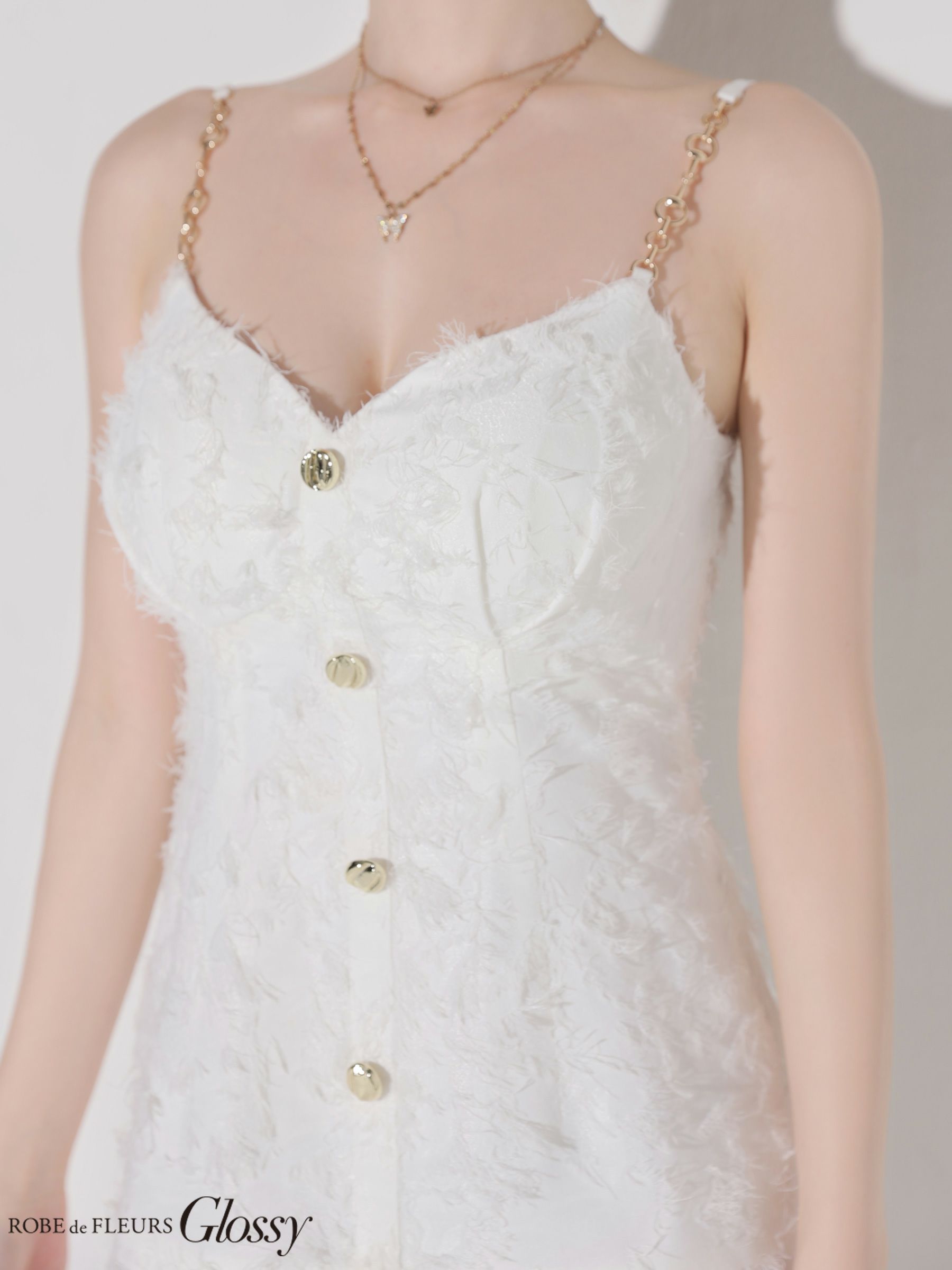 Glossy ローブドフルールグロッシー 【XSサイズあり】フリンジジャガードキャミミニキャバドレス gl4337