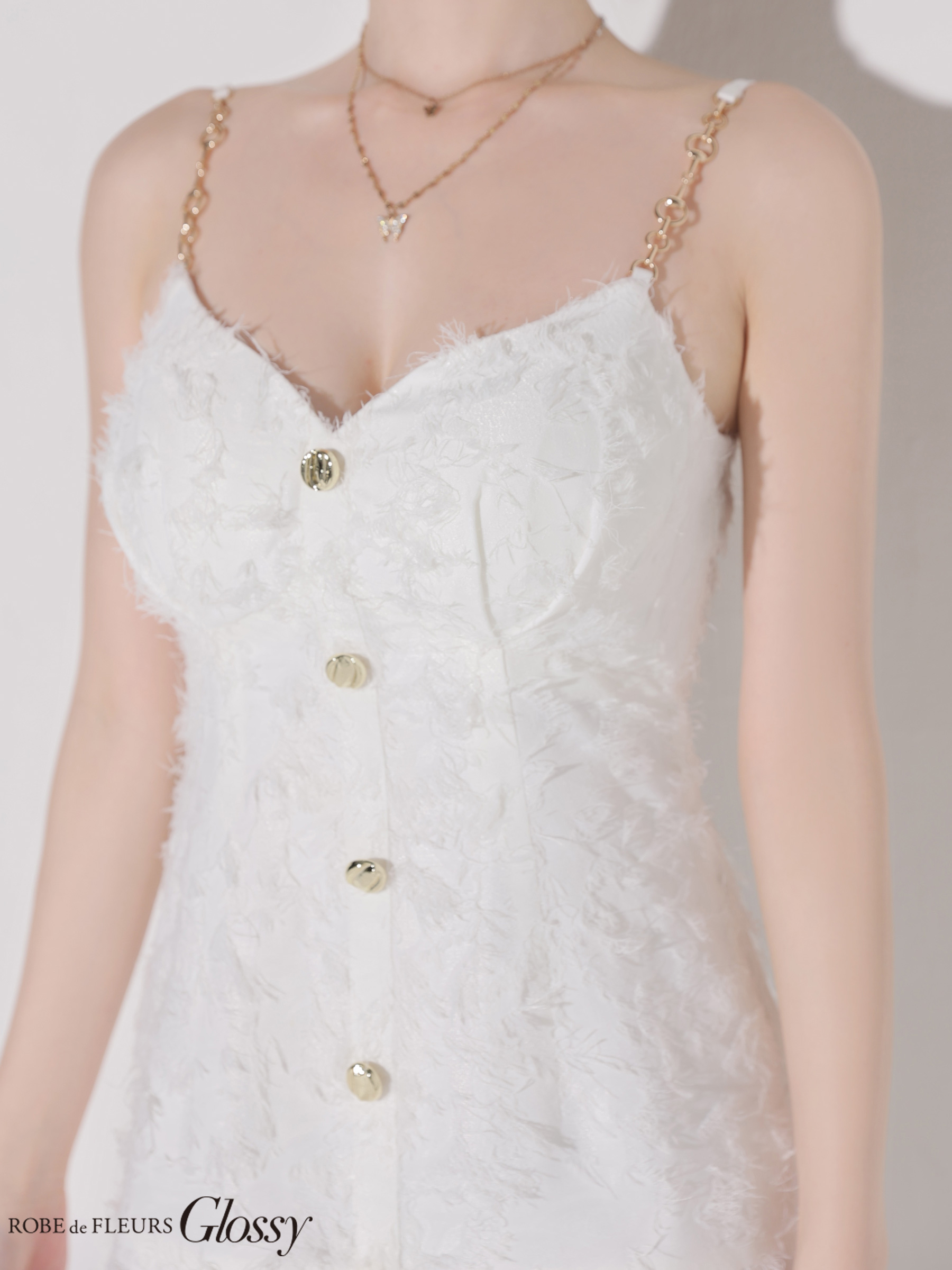 Glossy ローブドフルールグロッシー 【XSサイズあり】フリンジジャガードキャミミニキャバドレス gl4337