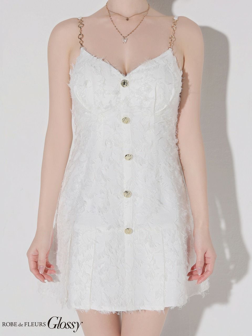 Glossy ローブドフルールグロッシー 【XSサイズあり】フリンジジャガードキャミミニキャバドレス gl4337