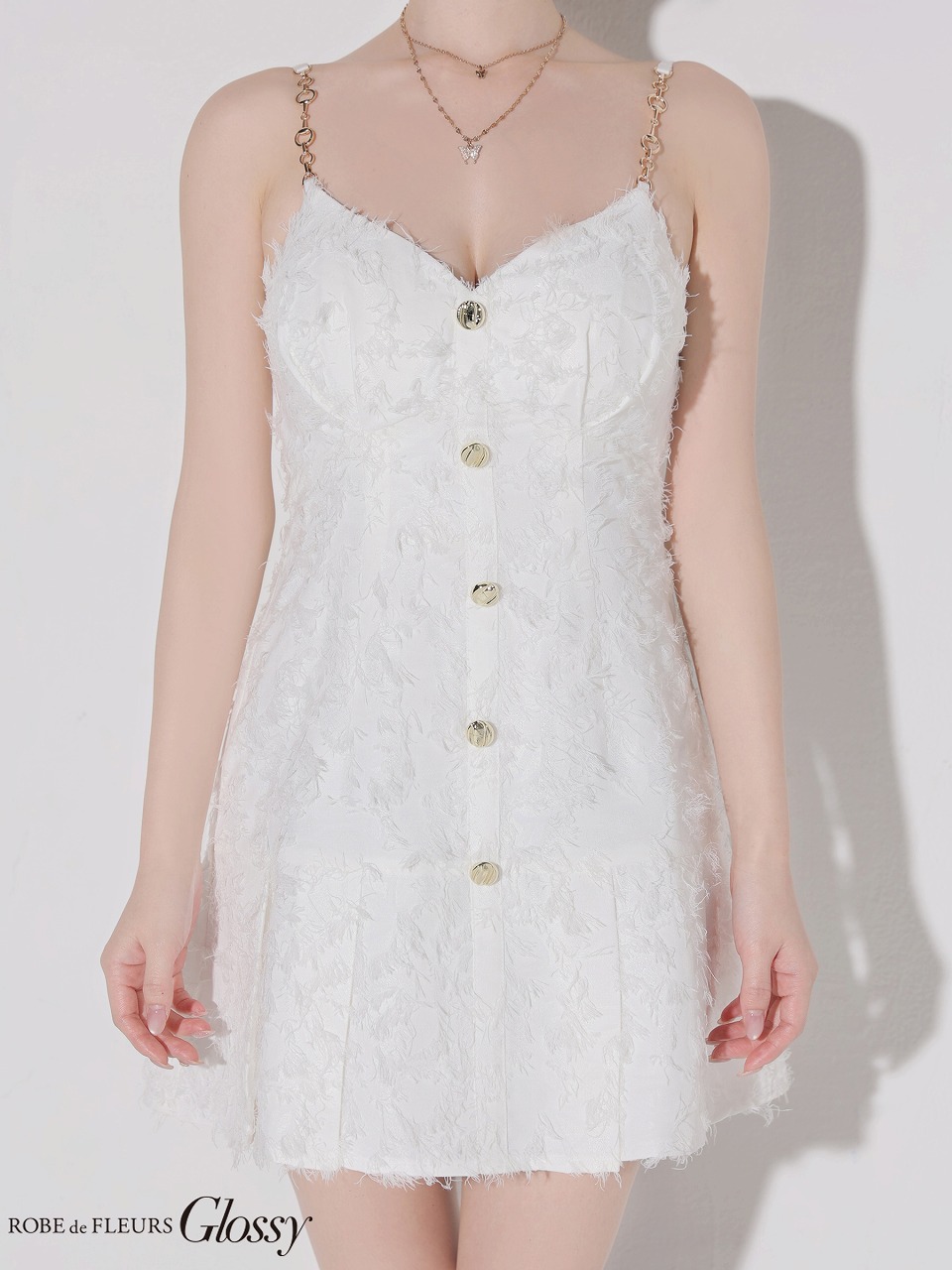 Glossy ローブドフルールグロッシー 【XSサイズあり】フリンジジャガードキャミミニキャバドレス gl4337