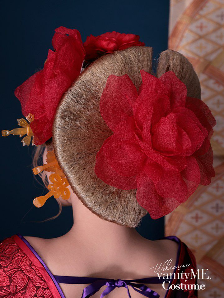 花魁髪飾り 牡丹（緋牡丹）和装花飾り［赤/白］ vcsit-25080