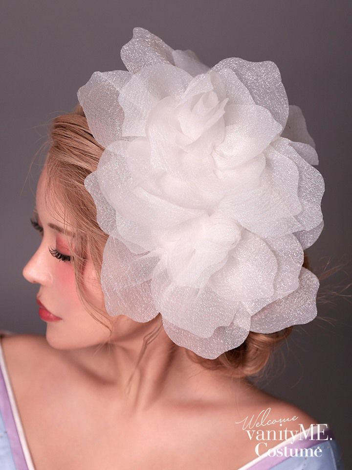 花魁髪飾り 牡丹（緋牡丹）和装花飾り［赤/白］ vcsit-25080