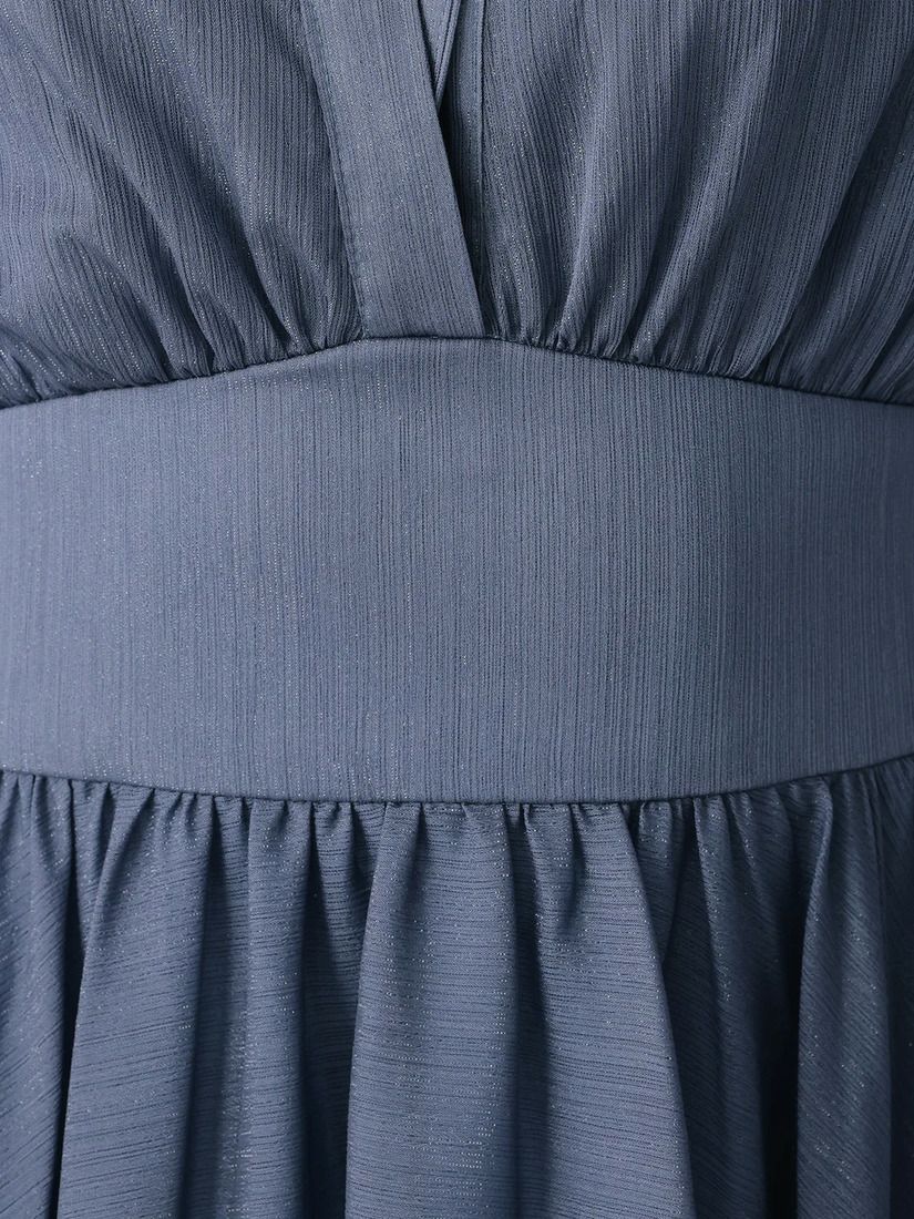 Veautt ヴュート ロングスリーブウエストマーク襟付きフレアミディアムドレス vt082532