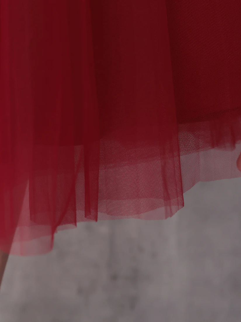 Veautt ヴュート ノースリーブウエストフリルペプラムデザインチュールシフォンロングフレアミディアムドレス  vt082531