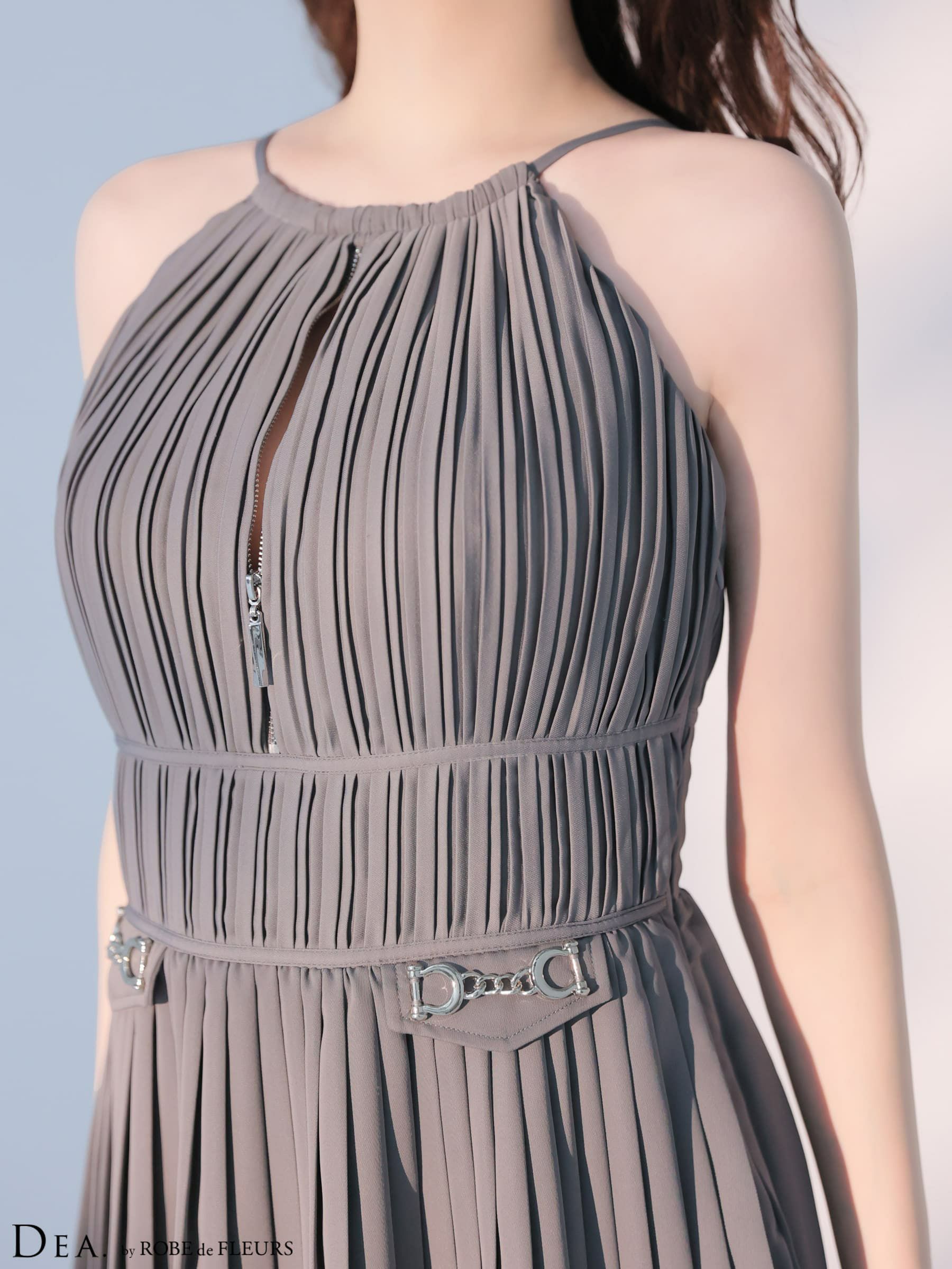 DEA. ディア バイ ローブドフルール 【XSサイズあり】 プリーツホルターネックティアードフレアミニキャバドレス de4628-c