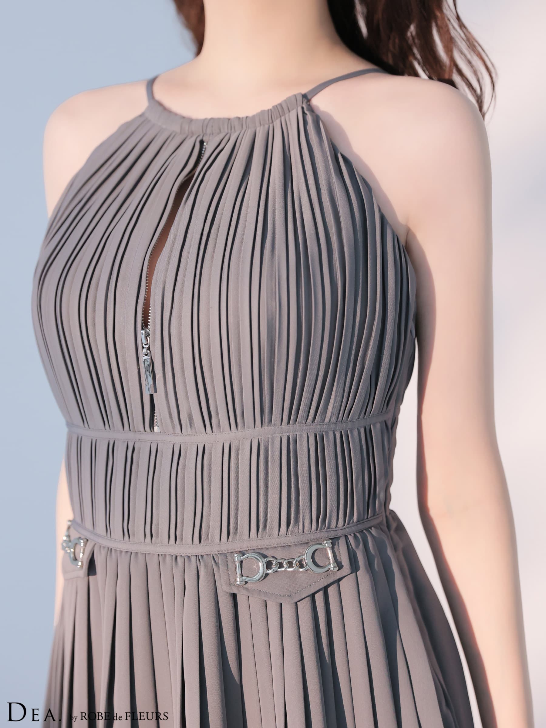 DEA. ディア バイ ローブドフルール 【XSサイズあり】 プリーツホルターネックティアードフレアミニキャバドレス de4628-c