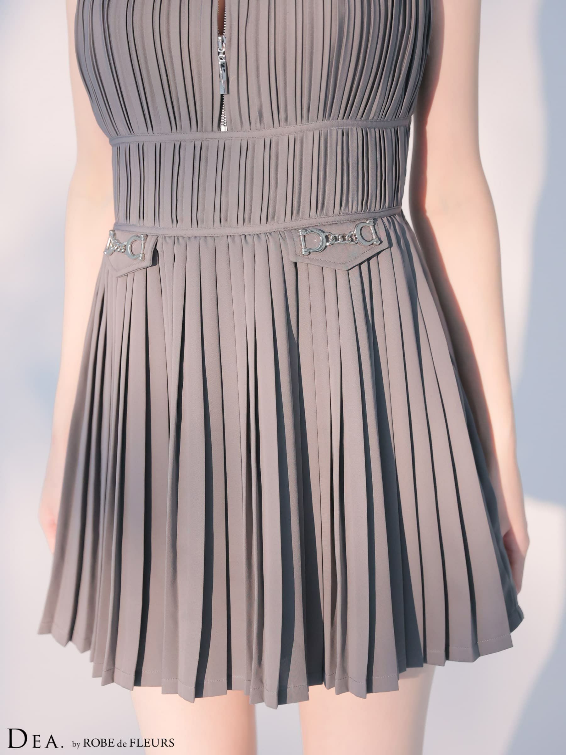 DEA. ディア バイ ローブドフルール 【XSサイズあり】 プリーツホルターネックティアードフレアミニキャバドレス de4628-c