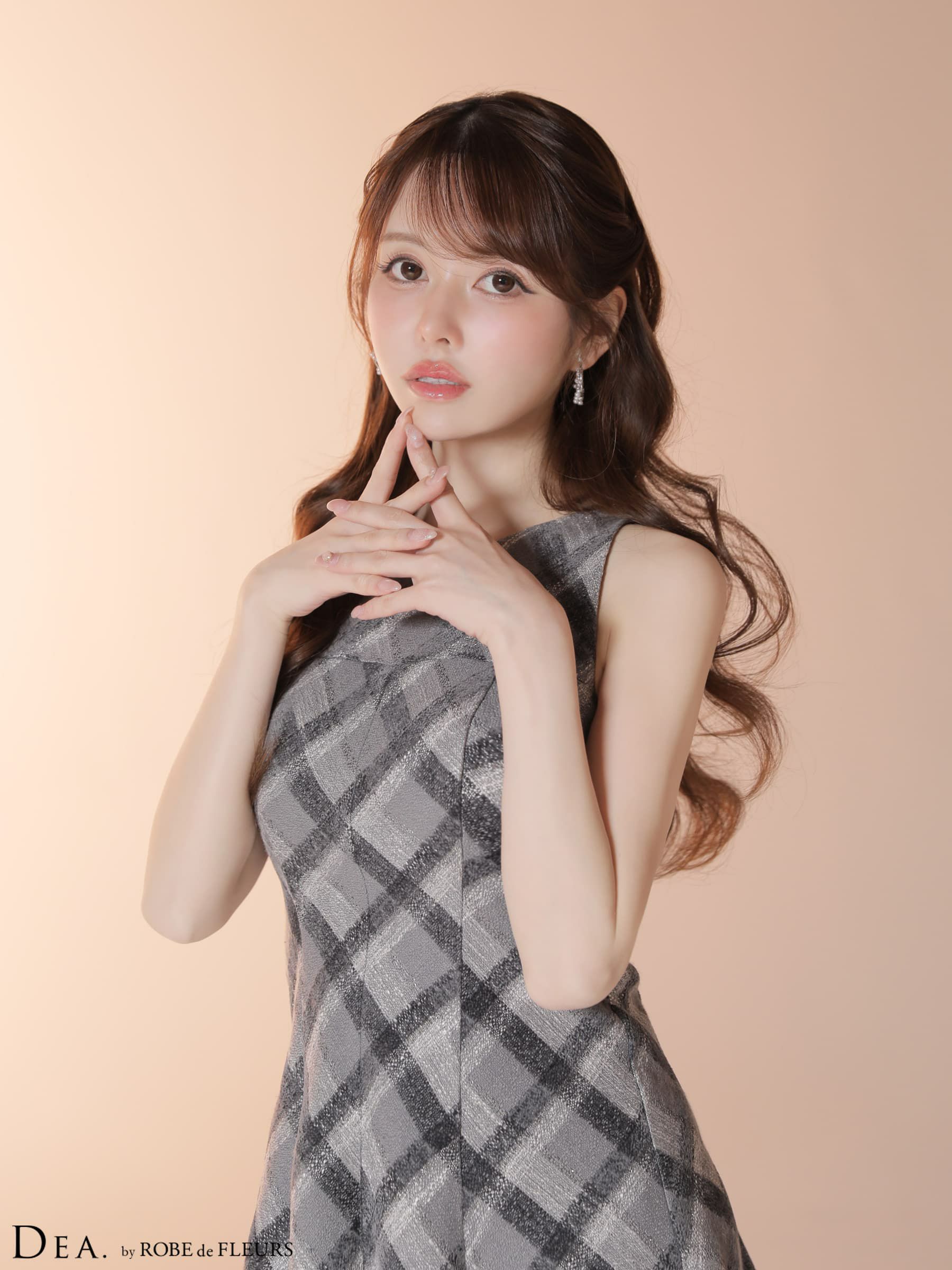 DEA. ディア バイ ローブドフルール 【XSサイズあり】 ツイードチェックノースリーブフレアミニキャバドレス de4620-c