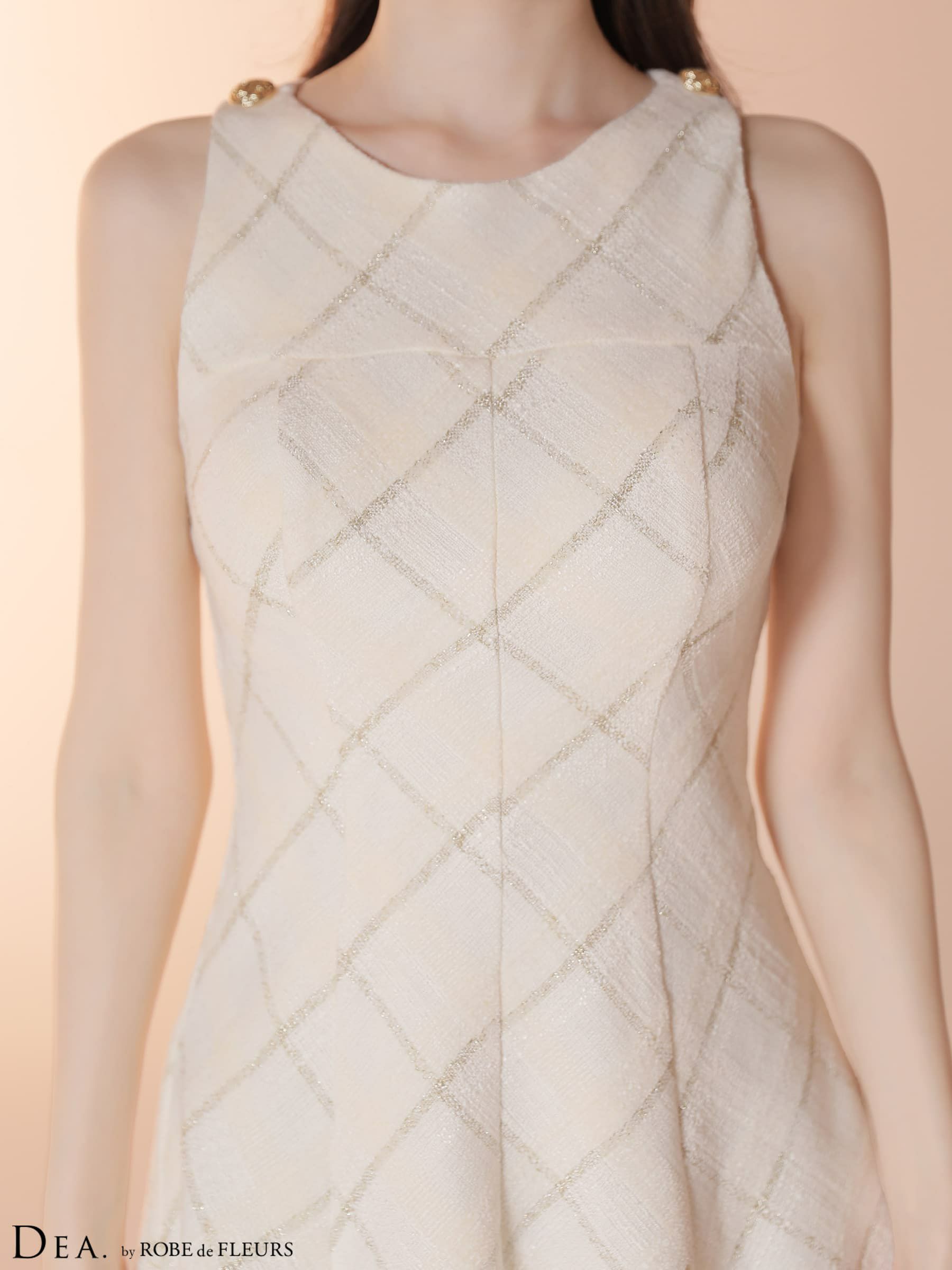 DEA. ディア バイ ローブドフルール 【XSサイズあり】 ツイードチェックノースリーブフレアミニキャバドレス de4620-c