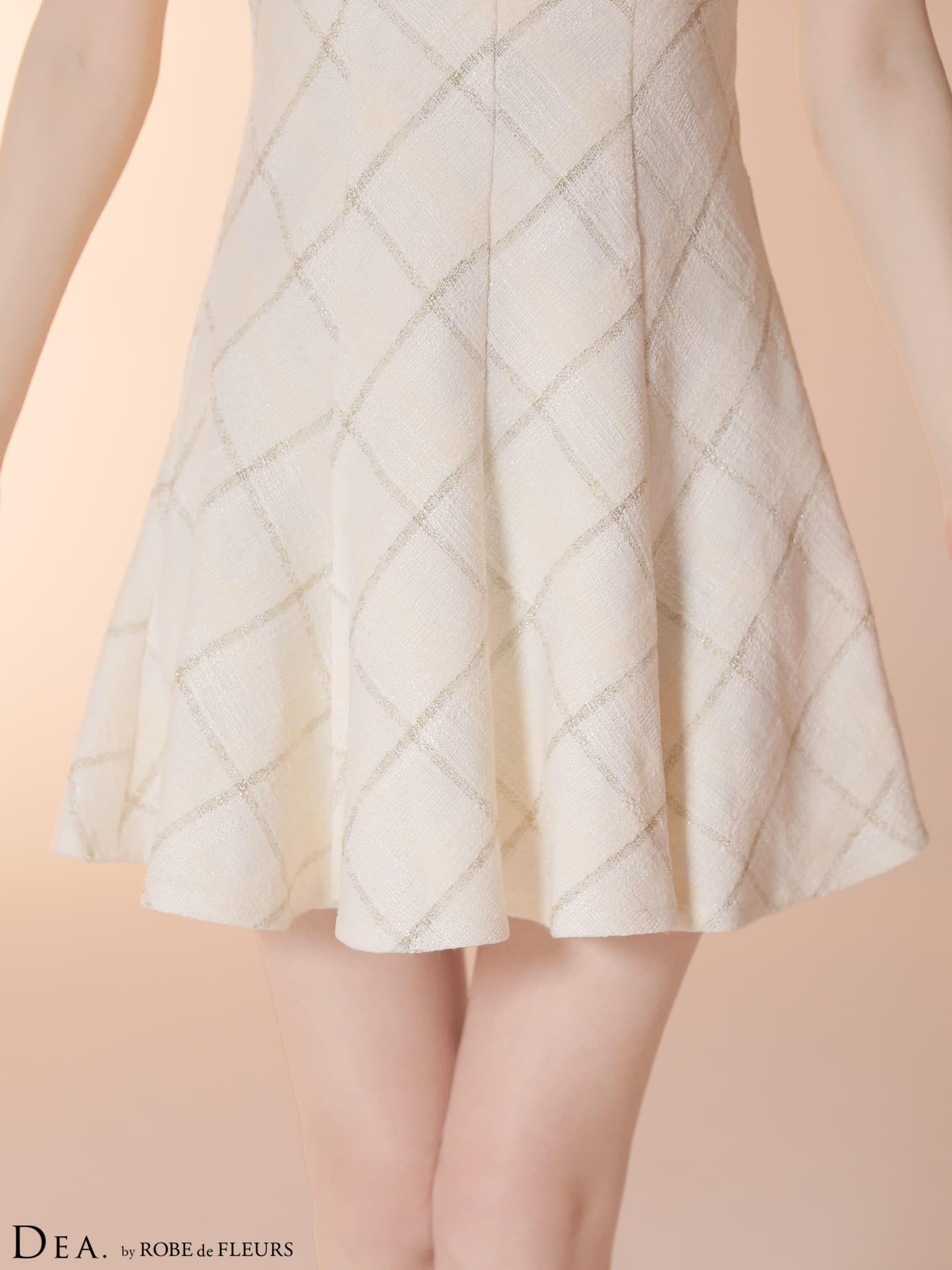 DEA. ディア バイ ローブドフルール 【XSサイズあり】 ツイードチェックノースリーブフレアミニキャバドレス de4620-c