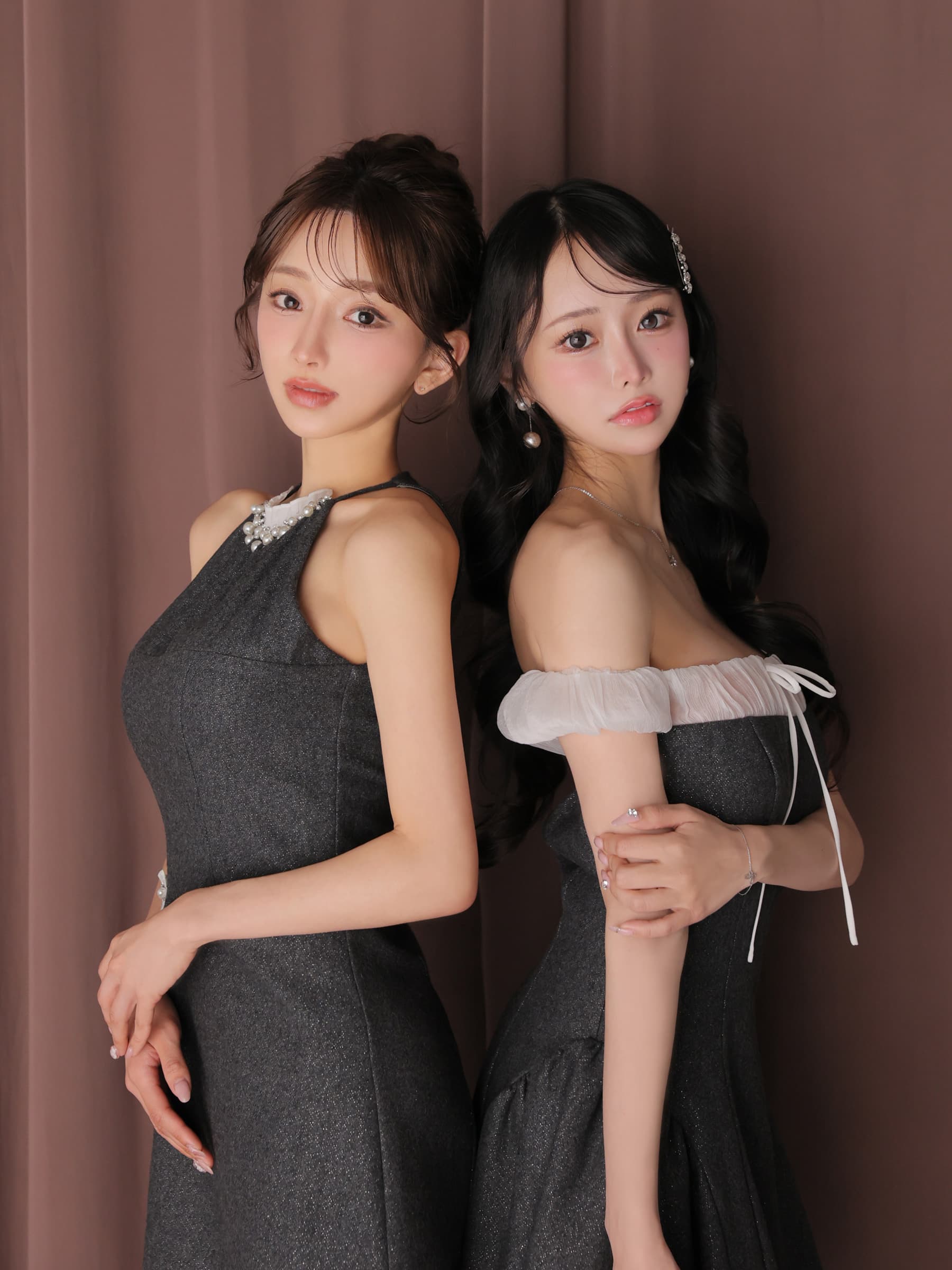 ROBE de FLEURS anier.ROBE ローブドフルール アニエルローブ 【XSサイズあり】 Glitter flannel halter pearl mini dress fm-anier4057-c