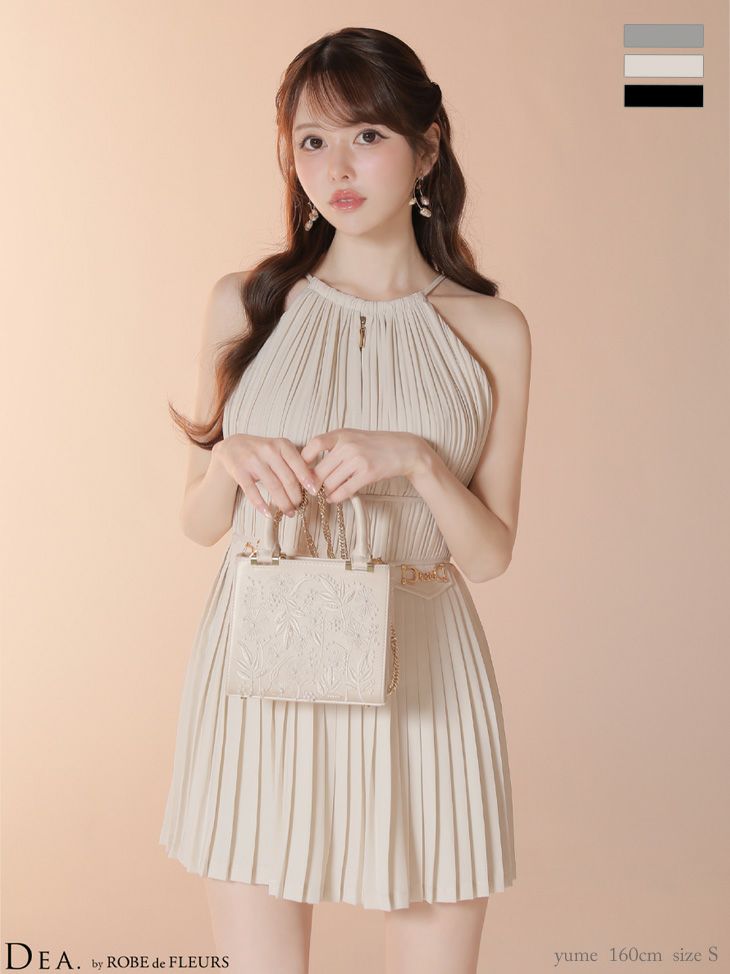 DEA. ディア バイ ローブドフルール 【XSサイズあり】 プリーツホルターネックティアードフレアミニキャバドレス de4628