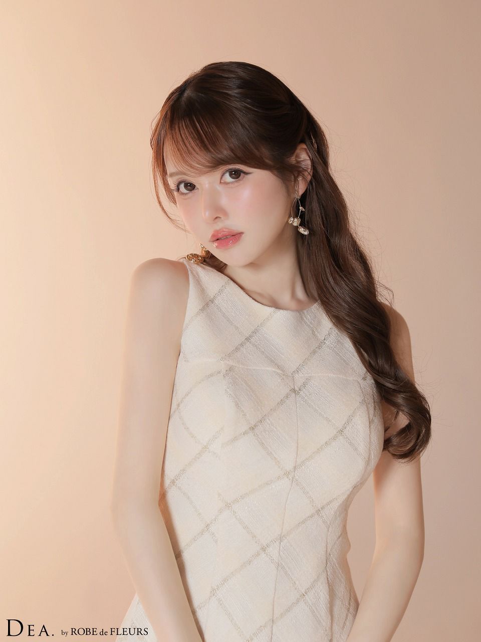 DEA. ディア バイ ローブドフルール 【XSサイズあり】 ツイードチェックノースリーブフレアミニキャバドレス de4620