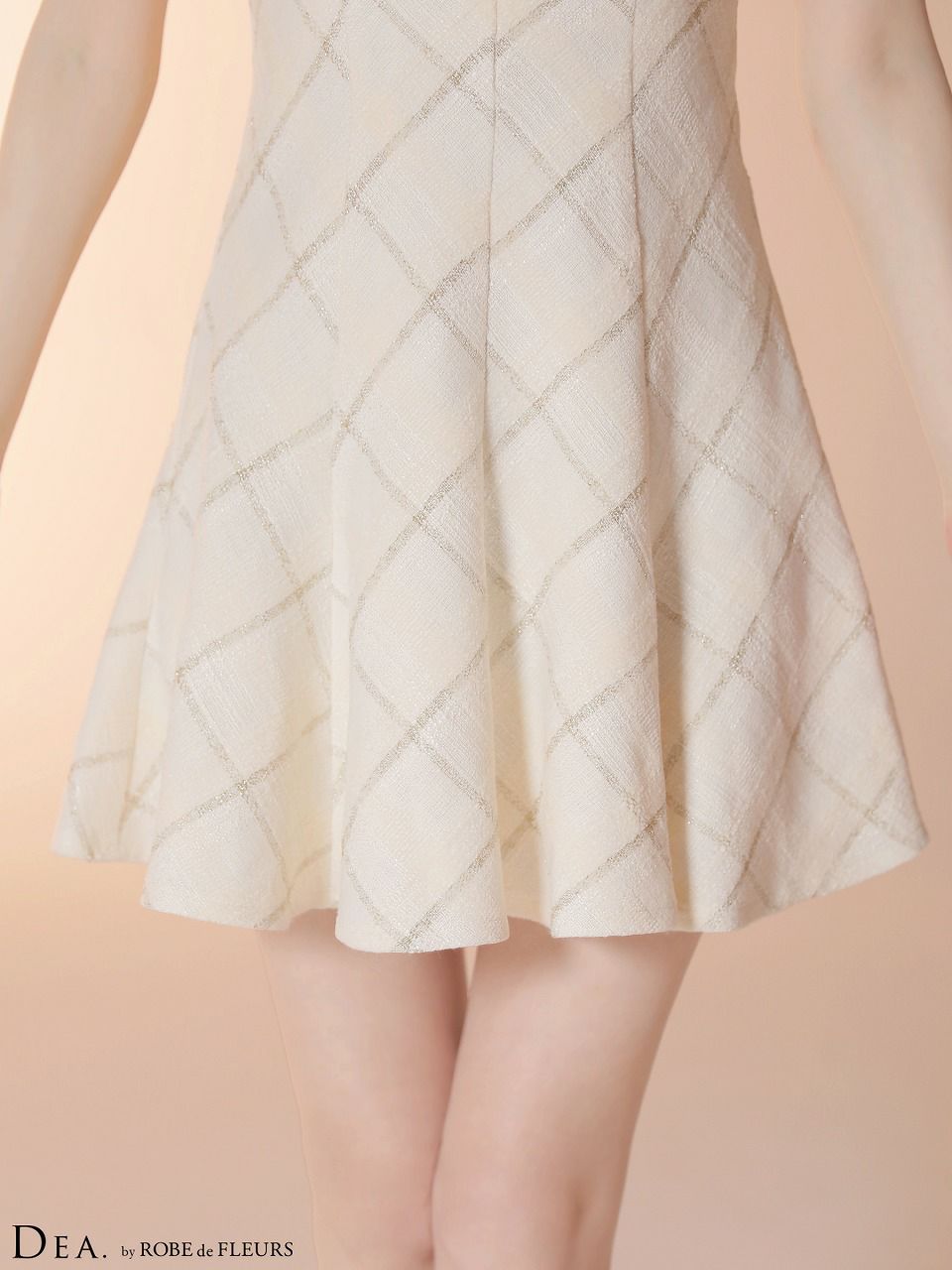 DEA. ディア バイ ローブドフルール 【XSサイズあり】 ツイードチェックノースリーブフレアミニキャバドレス de4620