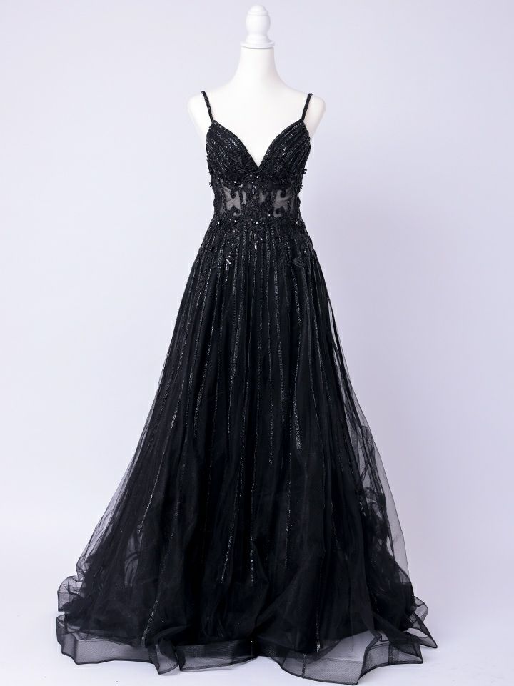 vanityME.couture. バニティミークチュール Noir Crystal Couture ノワール・クリスタル・クチュール ロングドレス バースデー 黒 ビジュー vctr-l-cd994