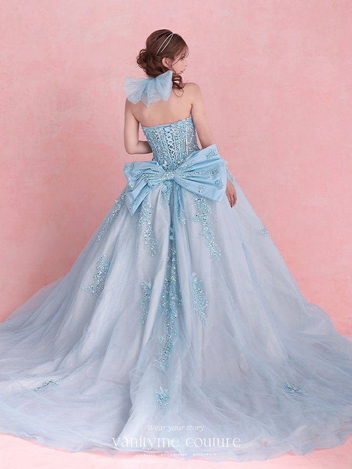 vanityME.couture. バニティミークチュール Aquamarine Flower Couture アクアマリン・フラワー・クチュール ロングドレス バースデー 水色 プリンセス シンデレラ vctr-l-5058