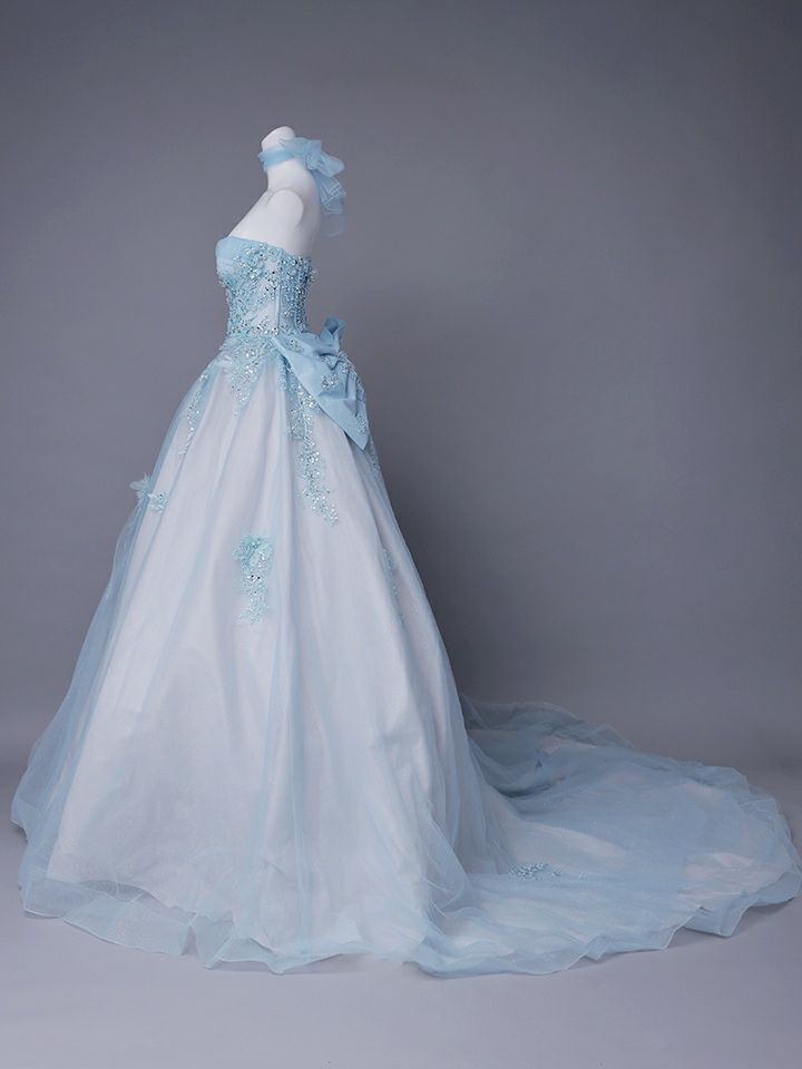 vanityME.couture. バニティミークチュール Aquamarine Flower Couture アクアマリン・フラワー・クチュール ロングドレス バースデー 水色 プリンセス シンデレラ vctr-l-5058