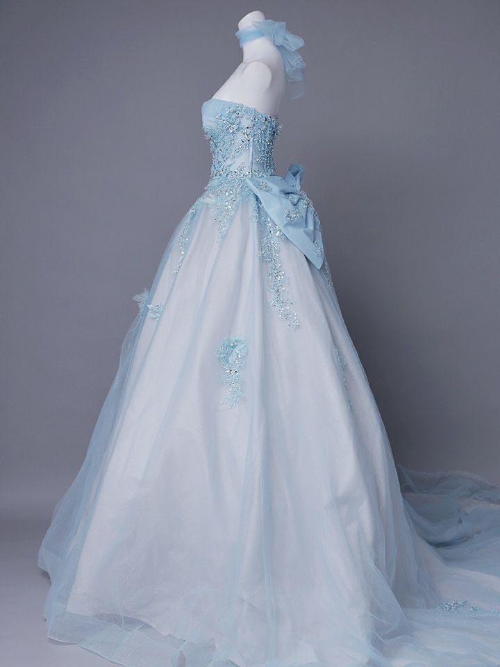 vanityME.couture. バニティミークチュール Aquamarine Flower Couture アクアマリン・フラワー・クチュール ロングドレス バースデー 水色 プリンセス シンデレラ vctr-l-5058