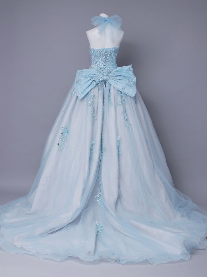 vanityME.couture. バニティミークチュール Aquamarine Flower Couture アクアマリン・フラワー・クチュール ロングドレス バースデー 水色 プリンセス シンデレラ vctr-l-5058