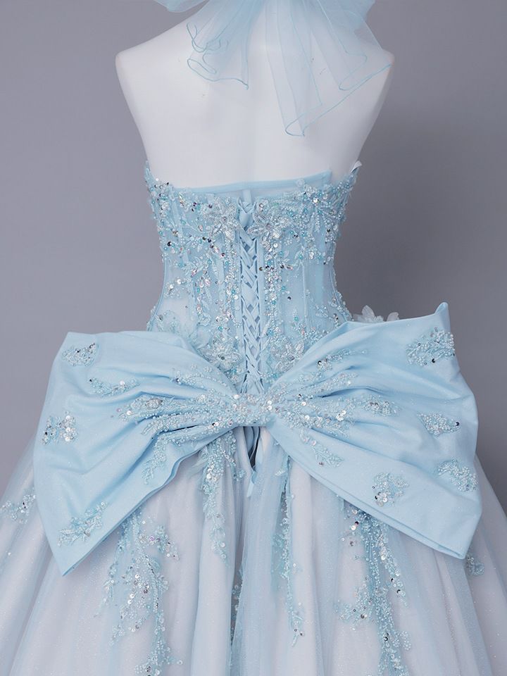 vanityME.couture. バニティミークチュール Aquamarine Flower Couture アクアマリン・フラワー・クチュール ロングドレス バースデー 水色 プリンセス シンデレラ vctr-l-5058