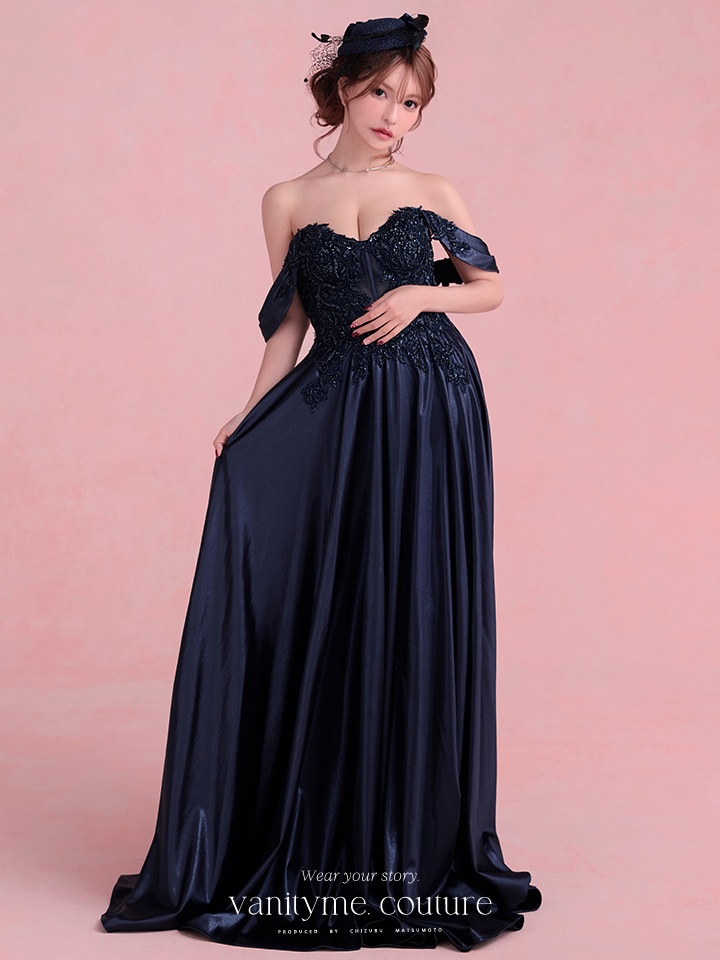 vanityME.couture. バニティミークチュール Noble Navy Couture ノーブル・ネイビー・クチュール ロングドレス 紺 クール vctr-l-cds525-1