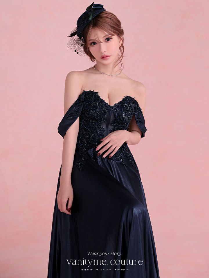 vanityME.couture. バニティミークチュール Noble Navy Couture ノーブル・ネイビー・クチュール ロングドレス 紺 クール vctr-l-cds525-1