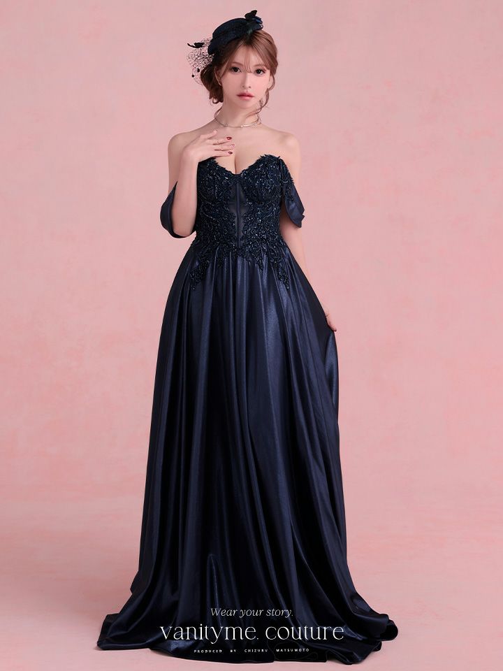vanityME.couture. バニティミークチュール Noble Navy Couture ノーブル・ネイビー・クチュール ロングドレス 紺 クール vctr-l-cds525-1