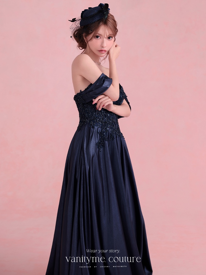 vanityME.couture. バニティミークチュール Noble Navy Couture ノーブル・ネイビー・クチュール ロングドレス 紺 クール vctr-l-cds525-1