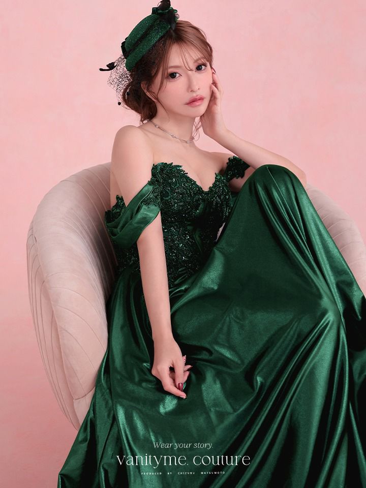 vanityME.couture. バニティミークチュール Noble Emerald Couture ノーブル・エメラルド・クチュール ロングドレス 緑 クール vctr-l-cds525-2