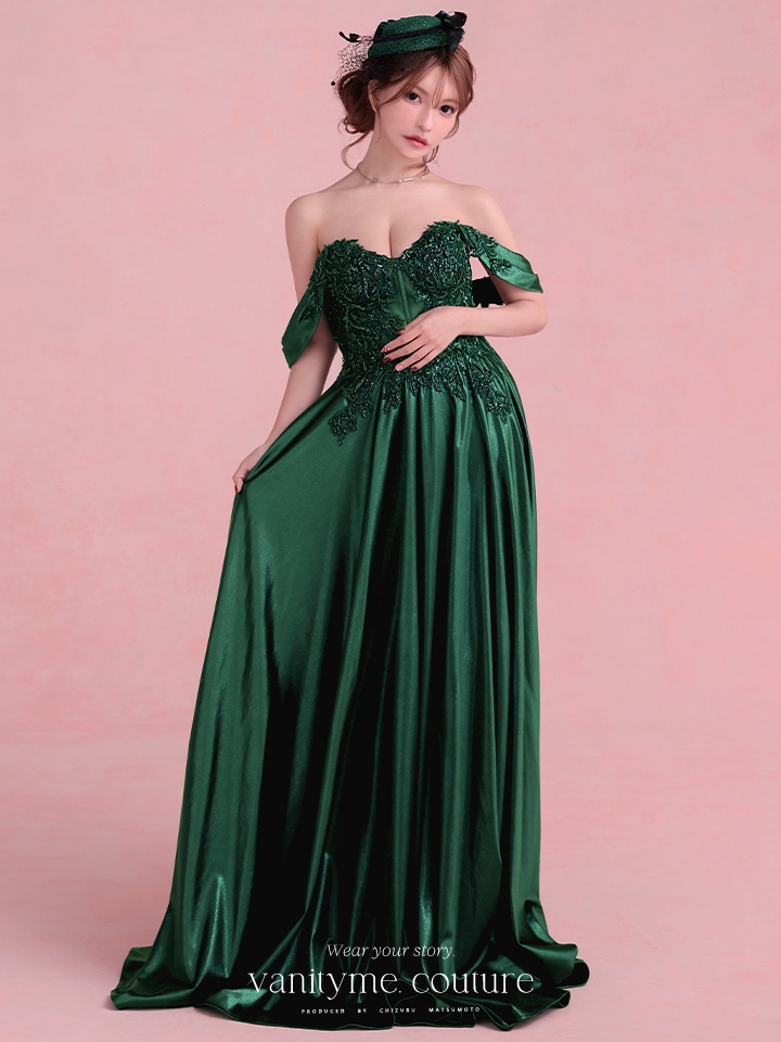 vanityME.couture. バニティミークチュール Noble Emerald Couture ノーブル・エメラルド・クチュール ロングドレス 緑 クール vctr-l-cds525-2