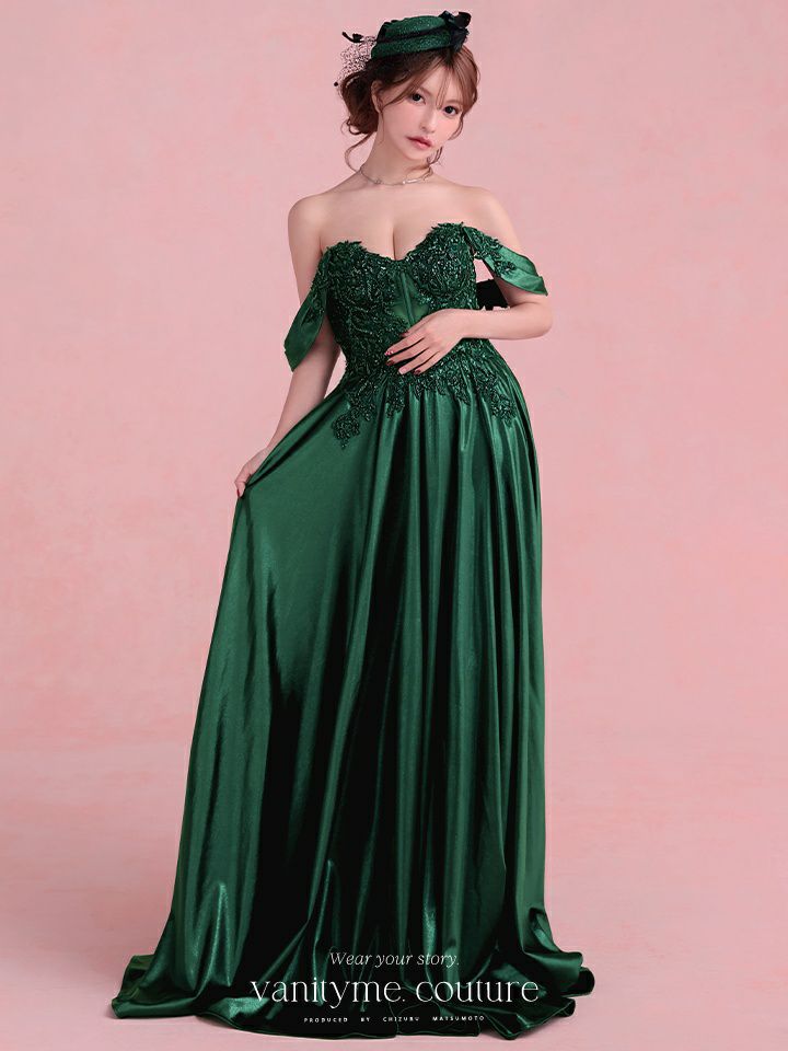 vanityME.couture. バニティミークチュール Noble Emerald Couture ノーブル・エメラルド・クチュール ロングドレス 緑 クール vctr-l-cds525-2