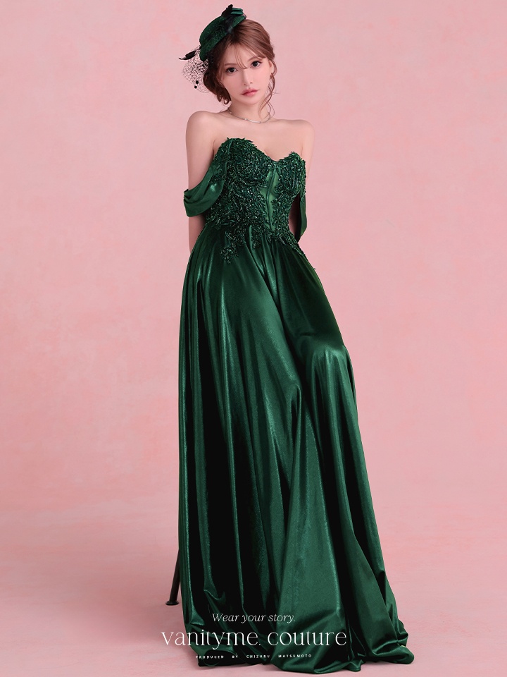vanityME.couture. バニティミークチュール Noble Emerald Couture ノーブル・エメラルド・クチュール ロングドレス 緑 クール vctr-l-cds525-2