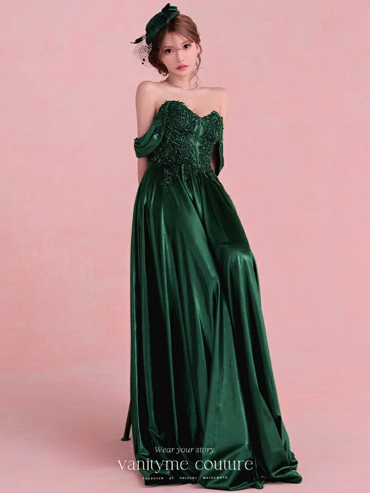 vanityME.couture. バニティミークチュール Noble Emerald Couture ノーブル・エメラルド・クチュール ロングドレス 緑 クール vctr-l-cds525-2
