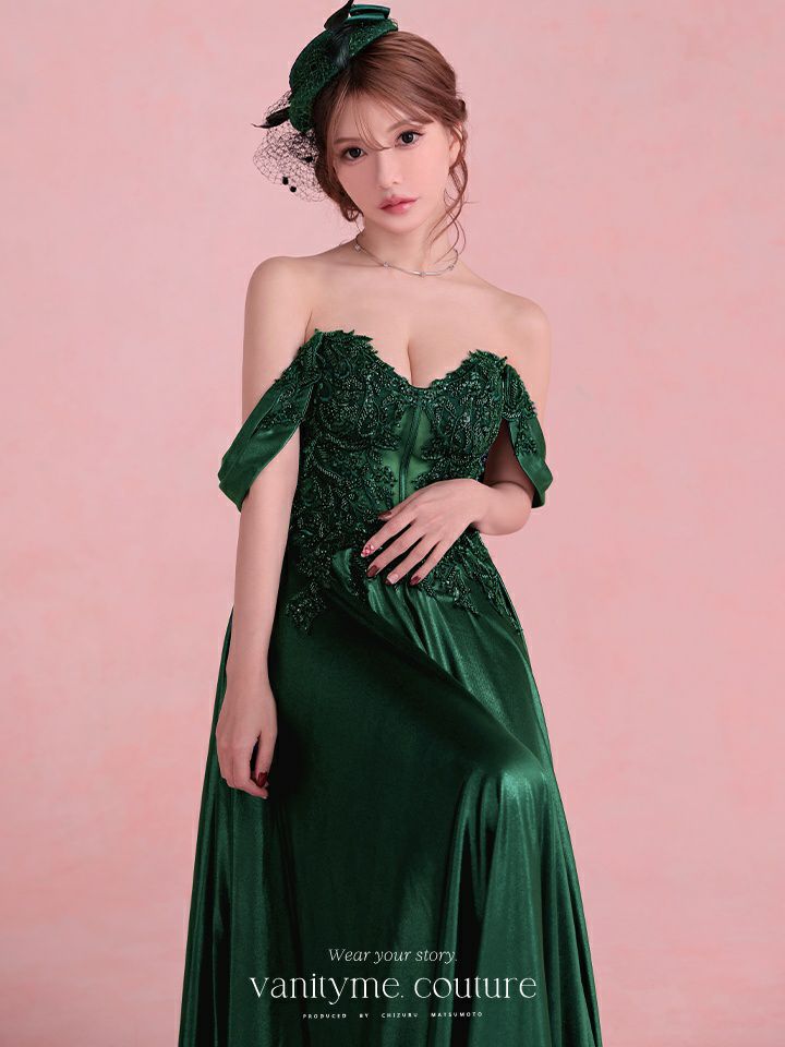 vanityME.couture. バニティミークチュール Noble Emerald Couture ノーブル・エメラルド・クチュール ロングドレス 緑 クール vctr-l-cds525-2