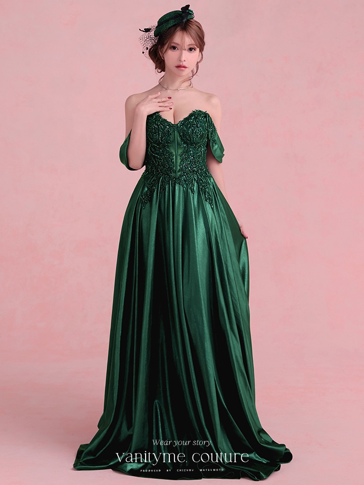 vanityME.couture. バニティミークチュール Noble Emerald Couture ノーブル・エメラルド・クチュール ロングドレス 緑 クール vctr-l-cds525-2